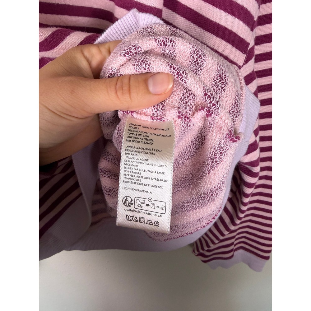 FREE PEOPLE Boho Sweatshirt Twee Loungewear Women Large Pink Striped Oversized - Picture 5 of 6